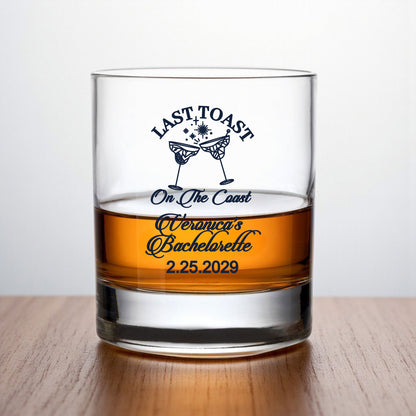 Last Toast On The Coast Personalized Whiskey Rocks Glass (Set of 24)