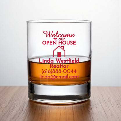 Welcome To Our Open House Personalized Whiskey Rocks Glass (Set of 24)