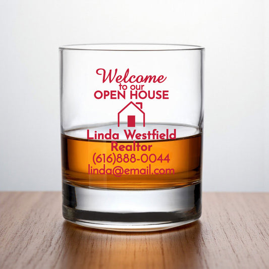 Welcome To Our Open House Personalized Whiskey Rocks Glass (Set of 24)