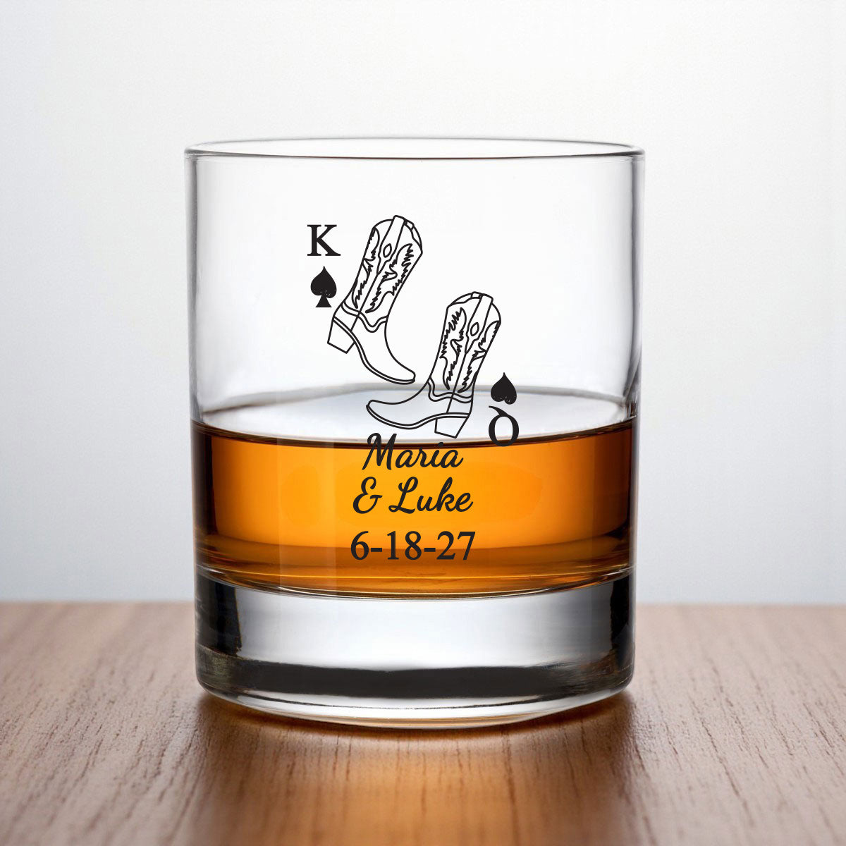 Western Cowboy Boots Personalized Whiskey Rocks Glass (Set of 24)