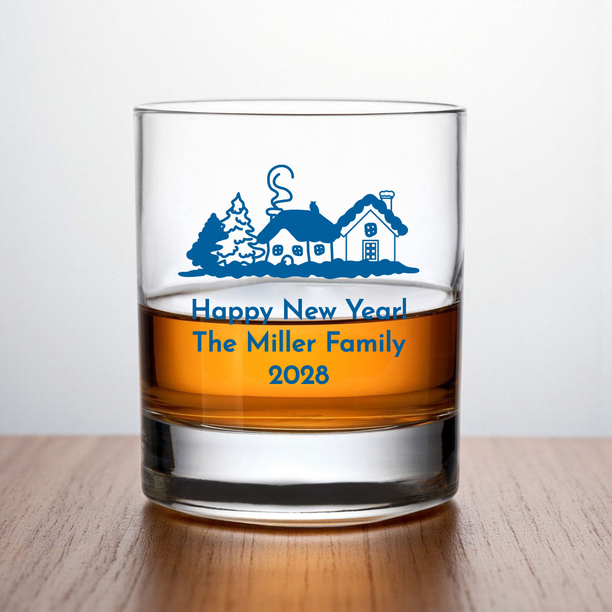 Holiday Christmas Personalized Whiskey Rocks Glass (Set of 24)