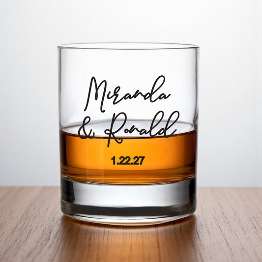 Couple Names Personalized Whiskey Rocks Glass (Set of 24)