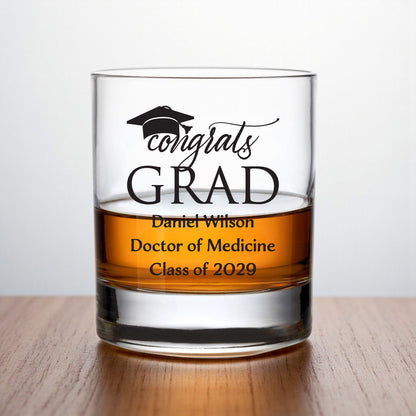 Congrats Grad Personalized Whiskey Rocks Glass (Set of 24)