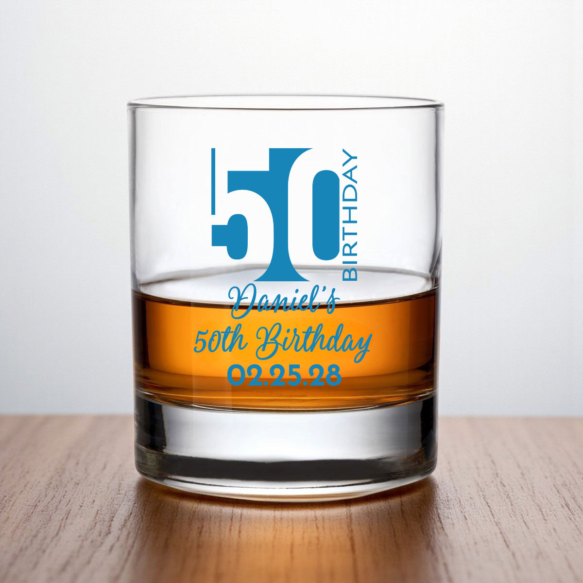50th Birthday Personalized Whiskey Rocks Glass (Set of 24)