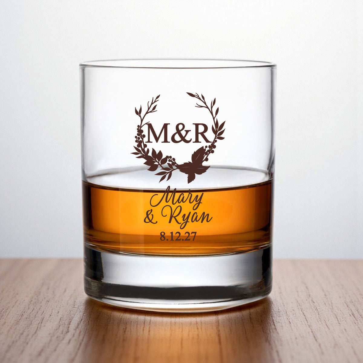 Fall Wreath Personalized Whiskey Rocks Glass (Set of 24)