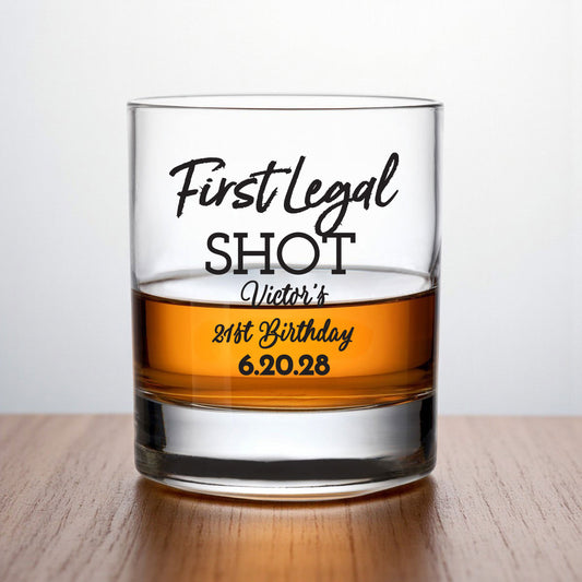 21st Birthday Personalized Whiskey Rocks Glass (Set of 24)