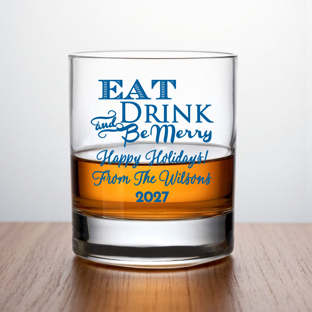 Holiday Personalized Whiskey Rocks Glass (Set of 24)