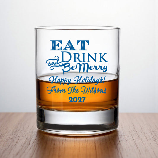 Holiday Personalized Whiskey Rocks Glass (Set of 24)