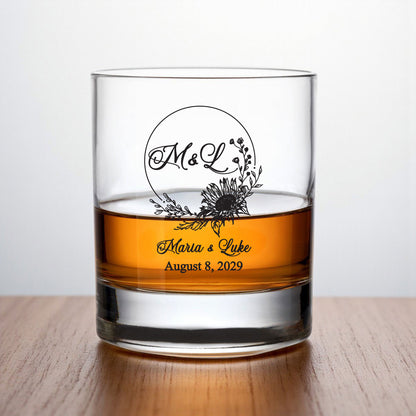 Sunflower Personalized Whiskey Rocks Glass (Set of 24)