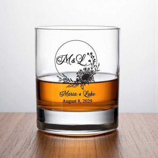 Sunflower Personalized Whiskey Rocks Glass (Set of 24)
