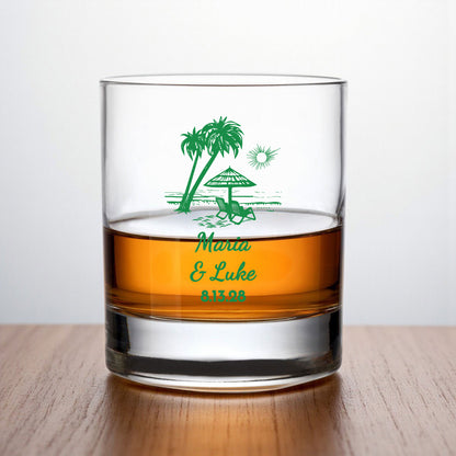 Summer Beach Personalized Whiskey Rocks Glass (Set of 24)