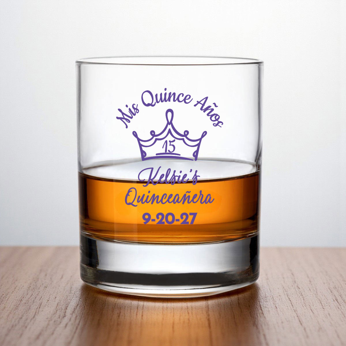 Quinceañera Personalized Whiskey Rocks Glass (Set of 24)