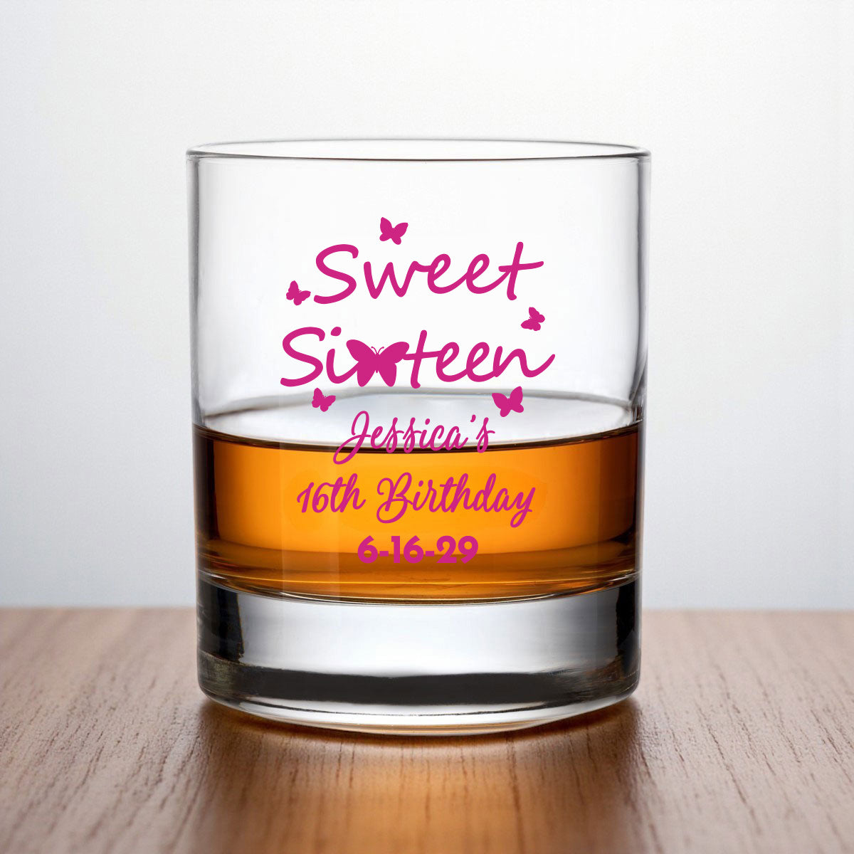 Sweet 16 Personalized Whiskey Rocks Glass (Set of 24)