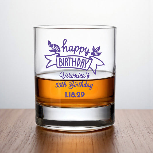 Adult Birthday Personalized Whiskey Rocks Glass (Set of 24)