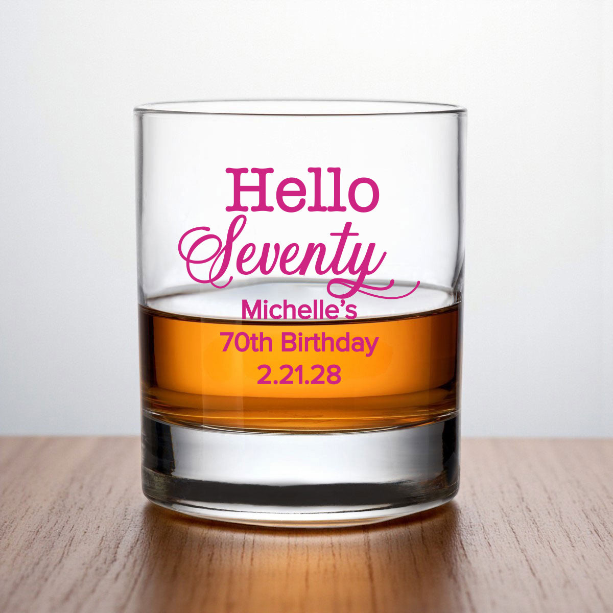 70th Birthday Personalized Whiskey Rocks Glass (Set of 24)