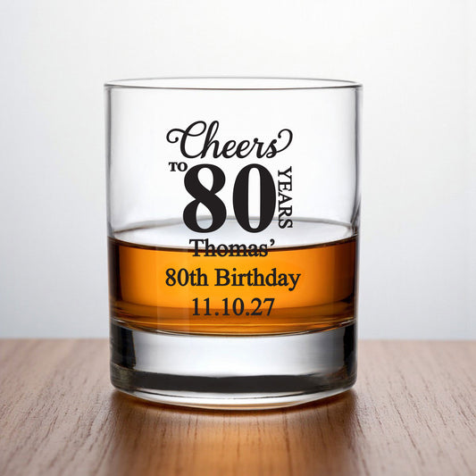 80th Birthday Personalized Whiskey Rocks Glass (Set of 24)