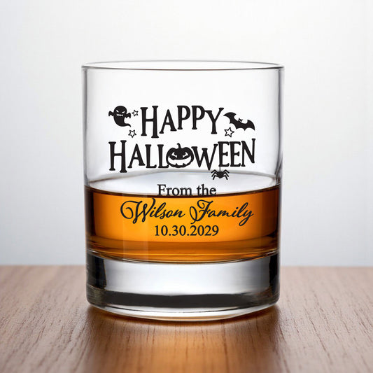 Happy Halloween Personalized Whiskey Rocks Glass (Set of 24)