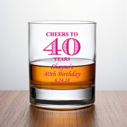 Cheers to Years Personalized Whiskey Rocks Glass (Set of 24)