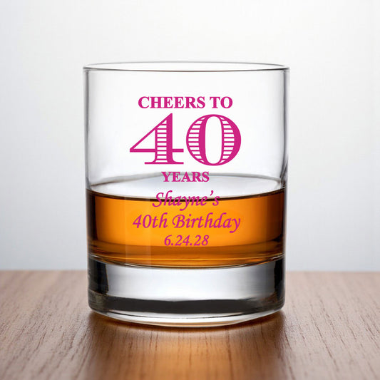 Cheers to Years Personalized Whiskey Rocks Glass (Set of 24)