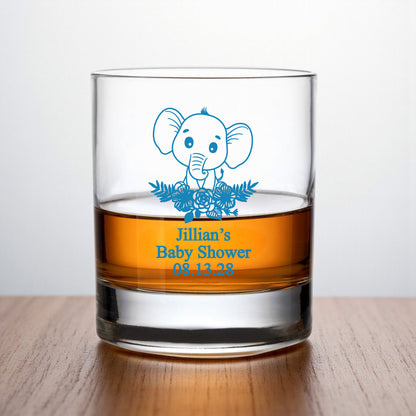 Baby Elephant Personalized Whiskey Rocks Glass (Set of 24)