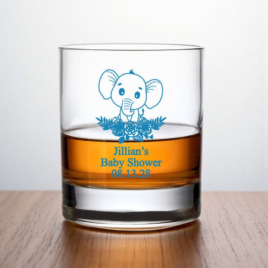 Baby Elephant Personalized Whiskey Rocks Glass (Set of 24)
