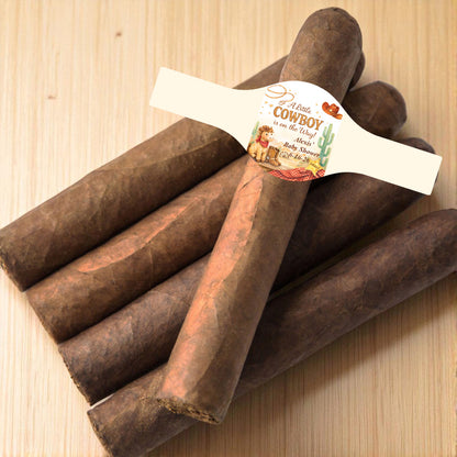 A Little Cowboy is on the Way Wild West  Personalized Cigar Labels (Set of 15)