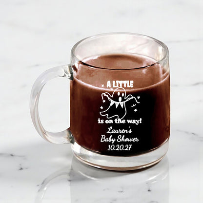 A Little Boo Is On The Way Personalized Clear Glass Coffee Mug (Set of 18)
