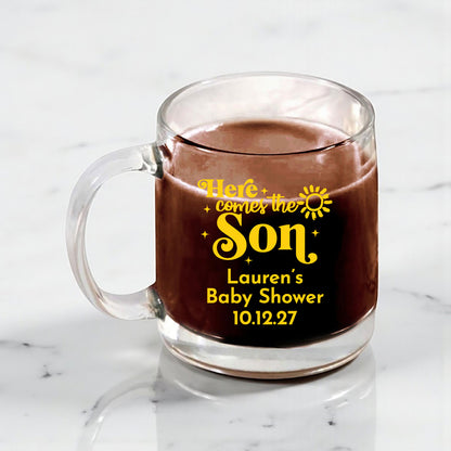 Here Comes The Son Personalized Clear Glass Coffee Mug (Set of 18)