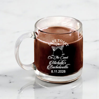 Last Toast On The Coast Personalized Clear Glass Coffee Mug (Set of 18)