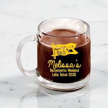 Camp Bach Personalized Clear Glass Coffee Mug (Set of 18)