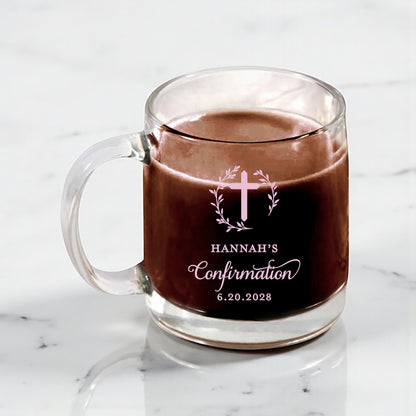 Confirmation Personalized Clear Glass Coffee Mug (Set of 18)