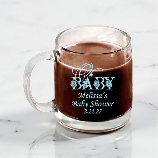 Oh Baby Personalized Clear Glass Coffee Mug (Set of 18)