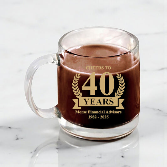 Cheers To Years Personalized Clear Glass Coffee Mug (Set of 18)