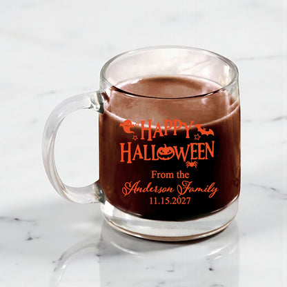 Happy Halloween Personalized Clear Glass Coffee Mug (Set of 18)