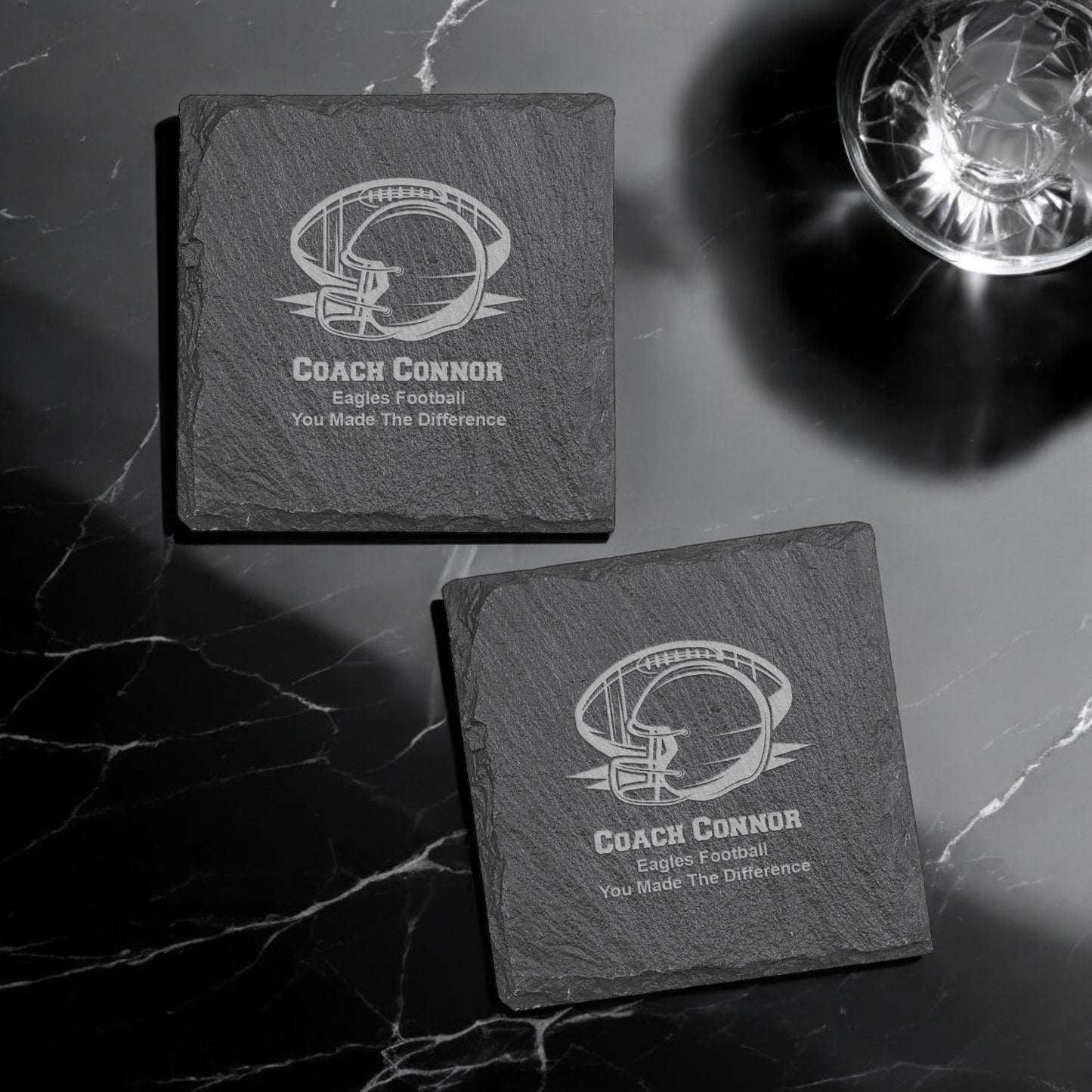 Football Personalized Slate Coasters, Set of 4