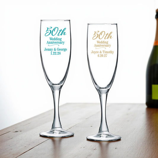 50th Anniversary Personalized Champagne Glass (Set of 24)