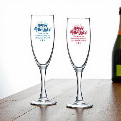 Fourth of July Personalized Champagne Glass (Set of 24)
