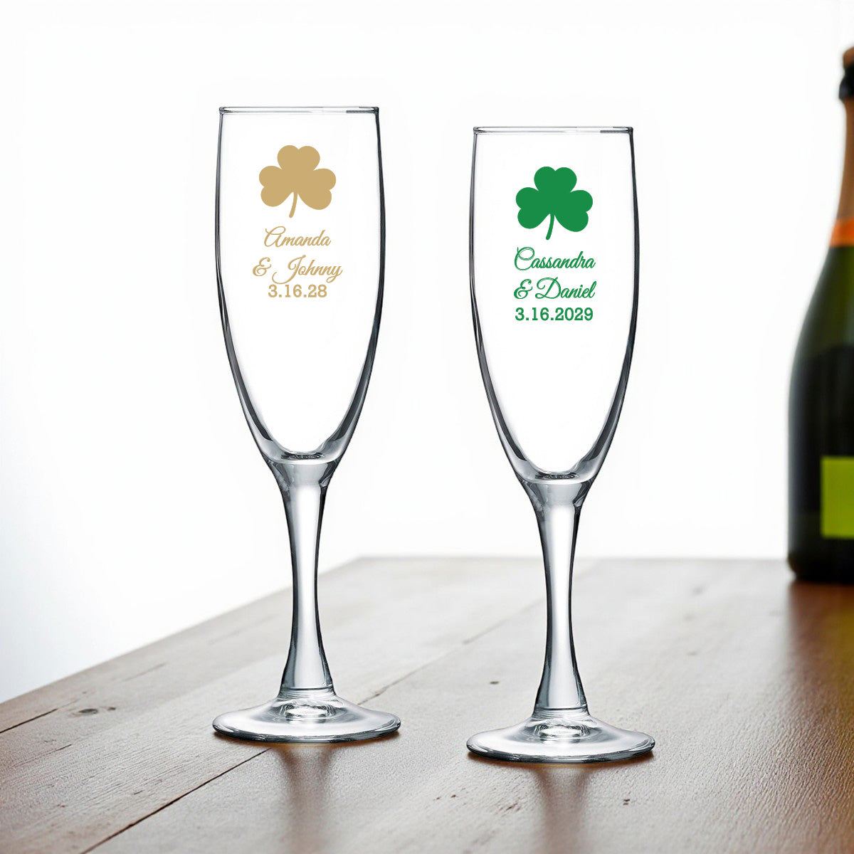 Irish Shamrock Personalized Champagne Glass (Set of 24)