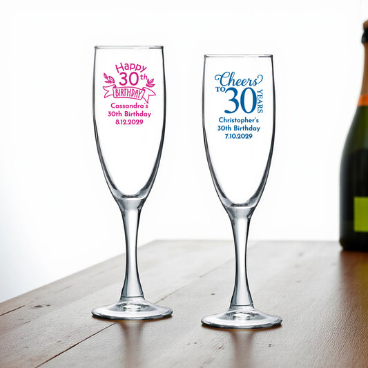 30th Birthday Personalized Champagne Glass (Set of 24)
