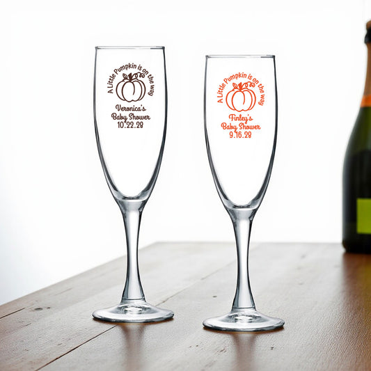 A Little Pumpkin Is On The Way Personalized Champagne Glass (Set of 24)