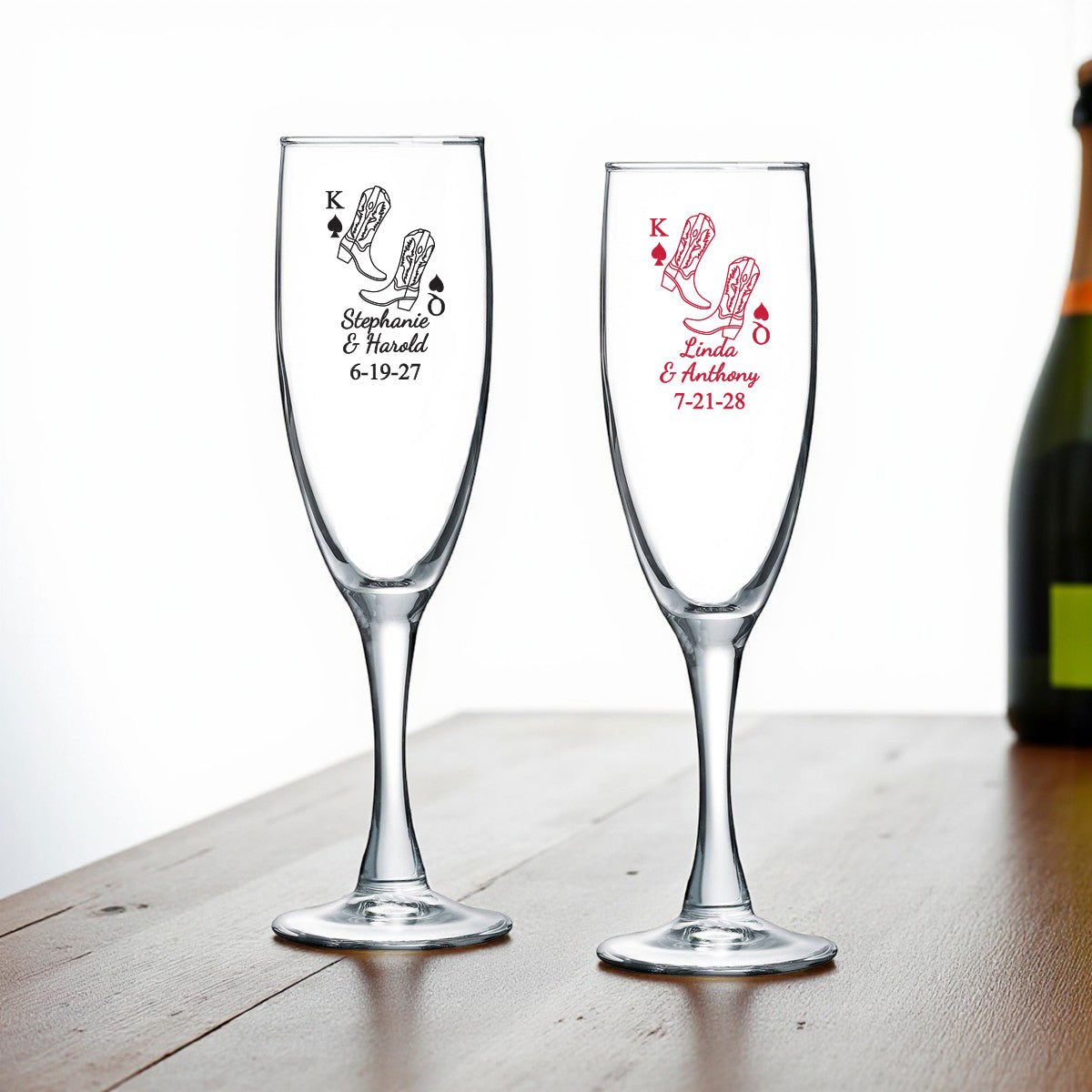 Western Cowboy Boots Personalized Champagne Glass (Set of 24)