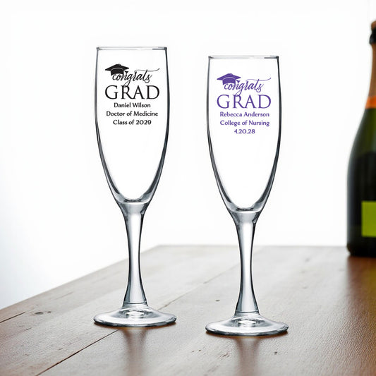 Congrats Grad Personalized Champagne Glass (Set of 24)