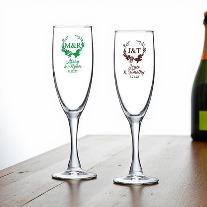 Fall Wreath Personalized Champagne Glass (Set of 24)