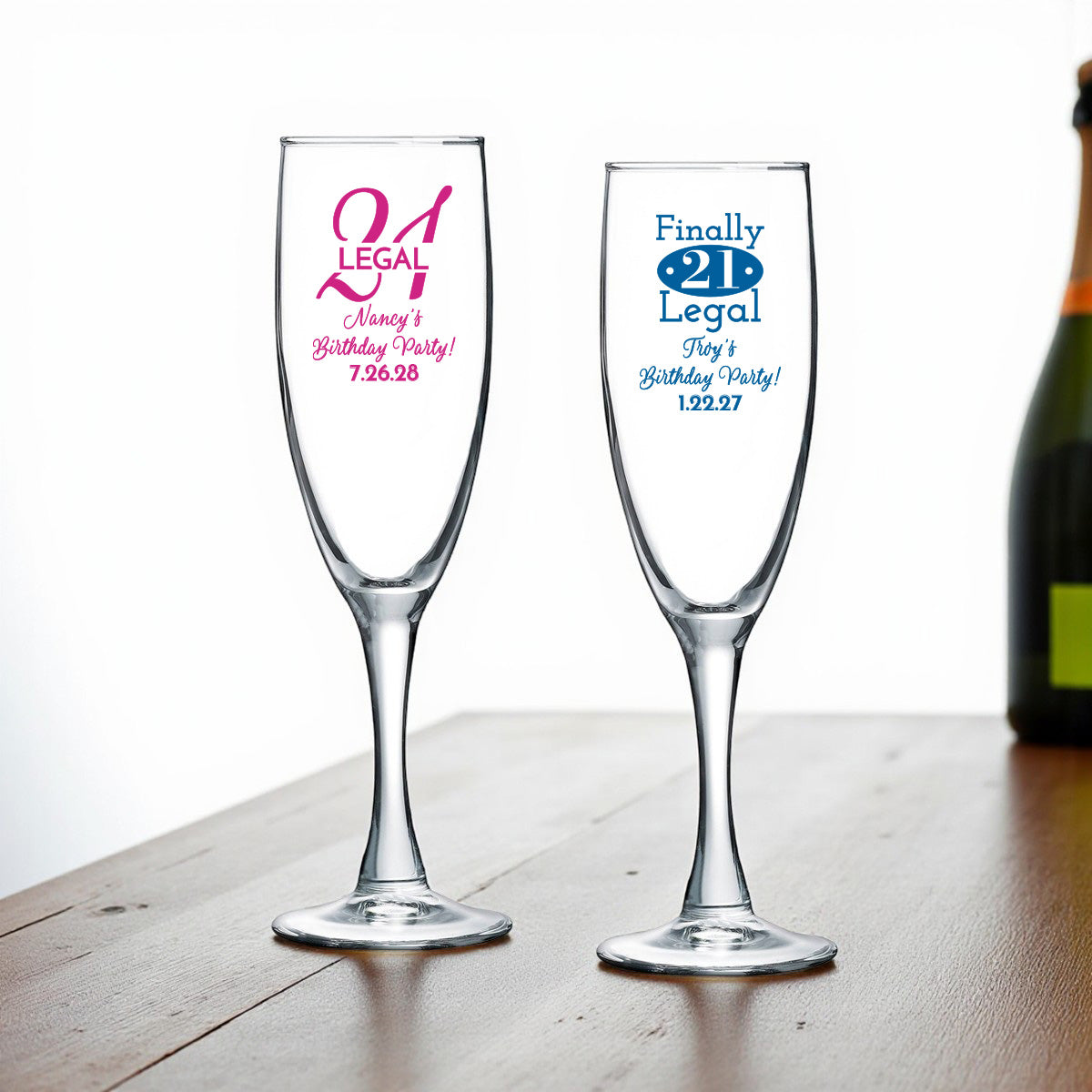 21st Birthday Personalized Champagne Glass (Set of 24)