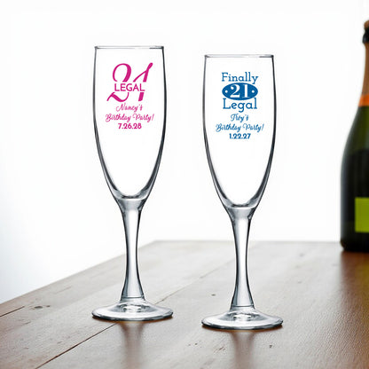 21st Birthday Personalized Champagne Glass (Set of 24)