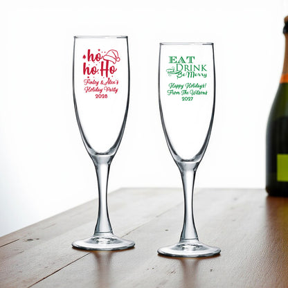 Holiday Personalized Champagne Glass (Set of 24)