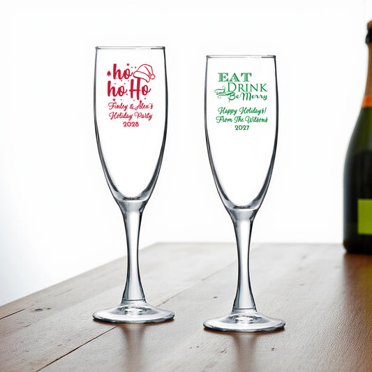 Holiday Personalized Champagne Glass (Set of 24)