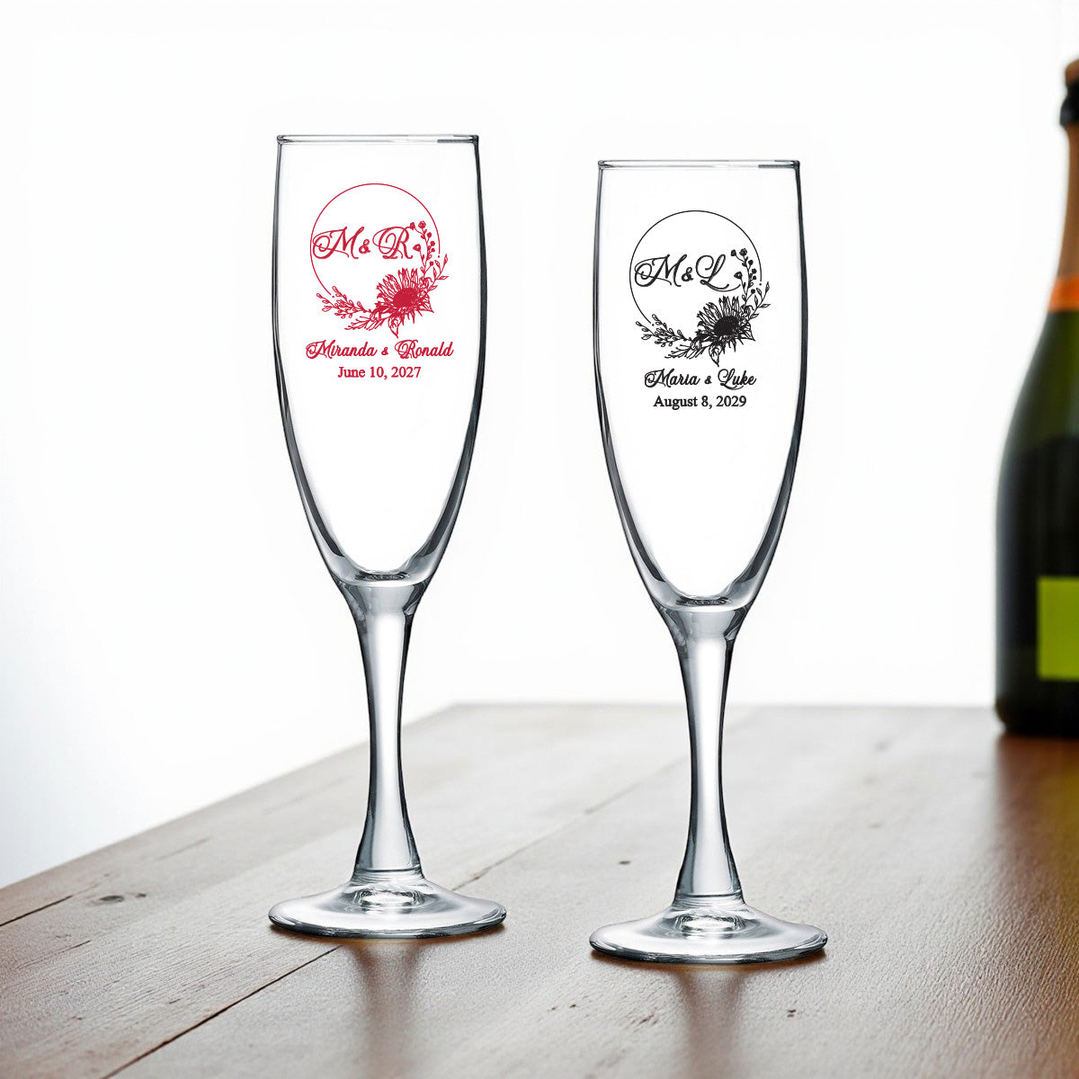 Sunflower Personalized Champagne Glass (Set of 24)