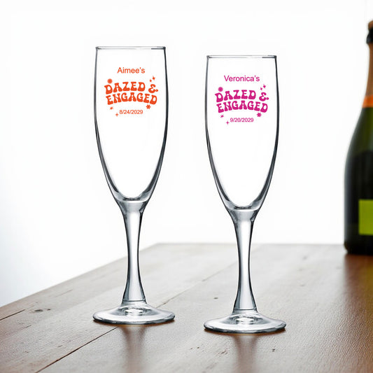Dazed And Engaged Personalized Champagne Glass (Set of 24)