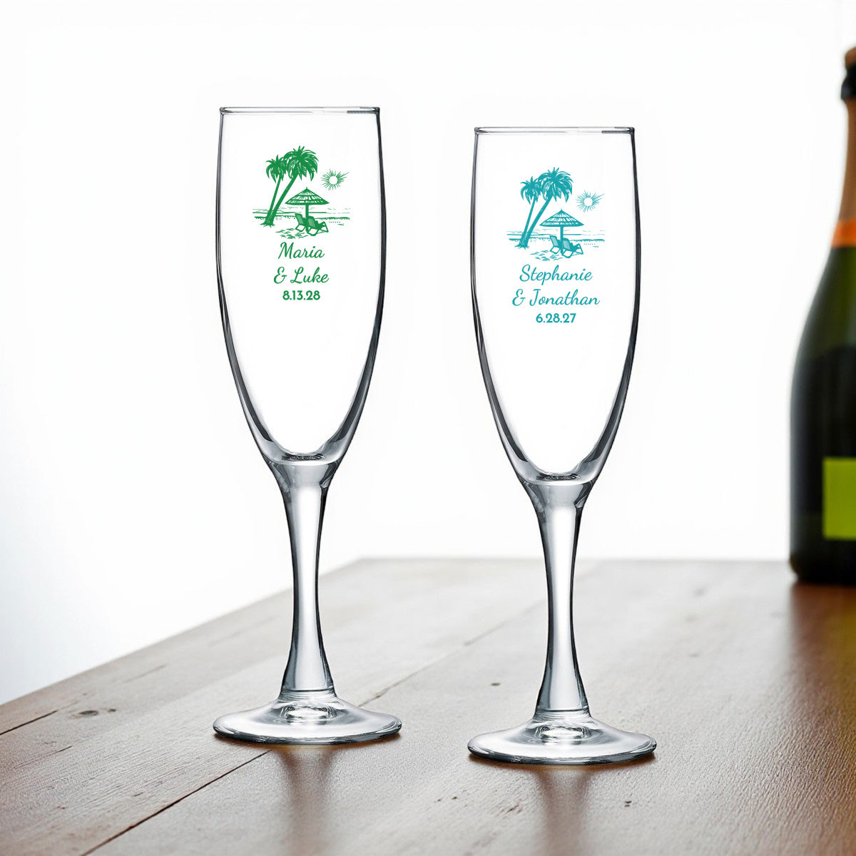 Summer Beach Personalized Champagne Glass (Set of 24)